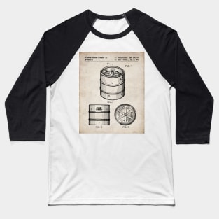 Beer Keg Patent - Beer Lover Craft Ale Art - Antique Baseball T-Shirt